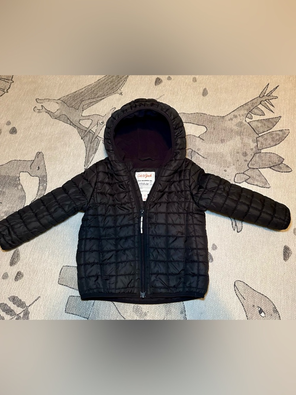 Cat & Jack Black Hooded Quilted Puffer Jacket for Kids